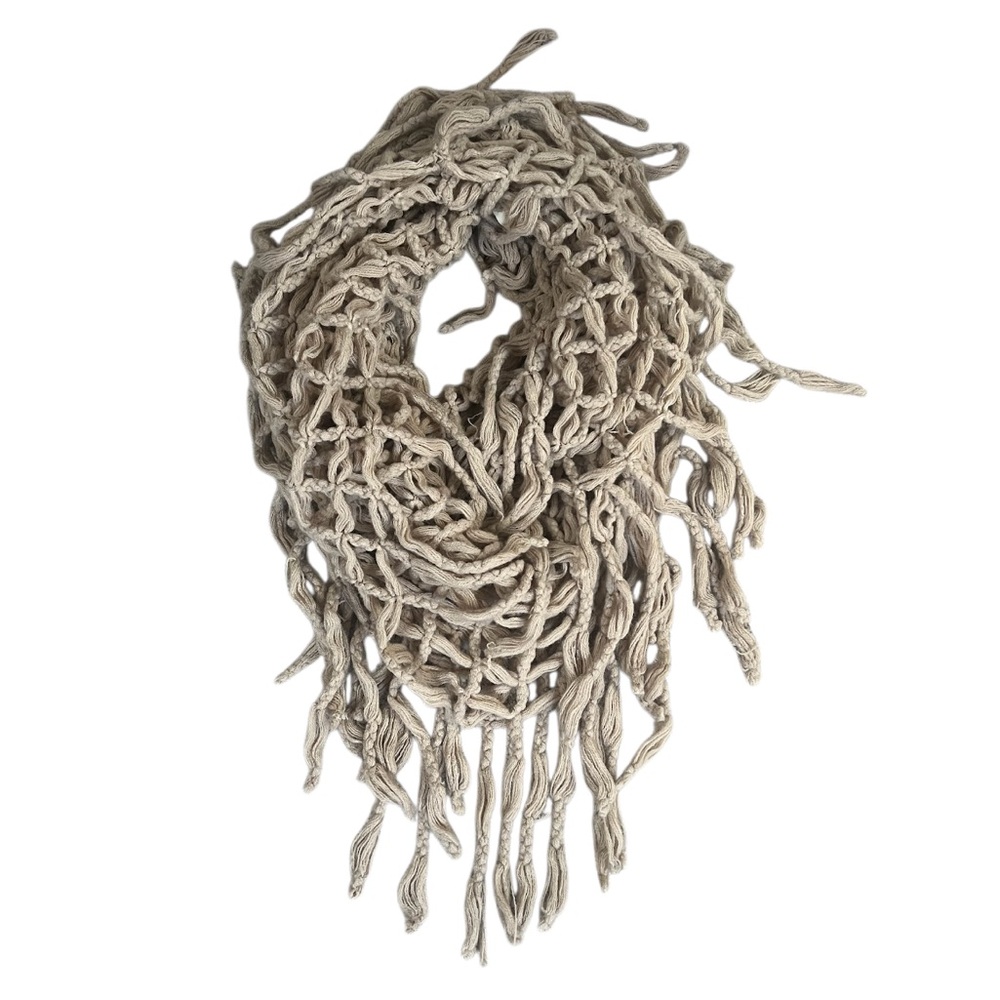 Altar’d State Open Knit Chunky Beige Scarf